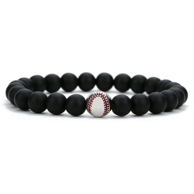 Natural Stone Beads Baseball Bracelet