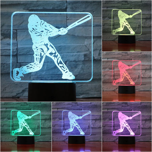 NEW - Baseball Player Action Figure 3D LED Night