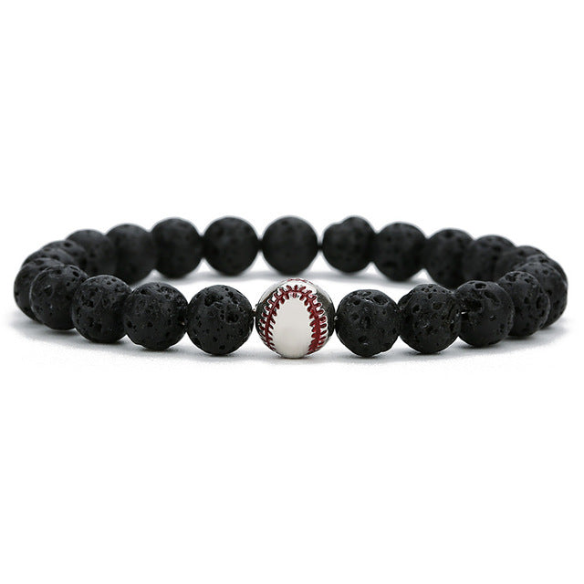 Natural Stone Beads Baseball Bracelet
