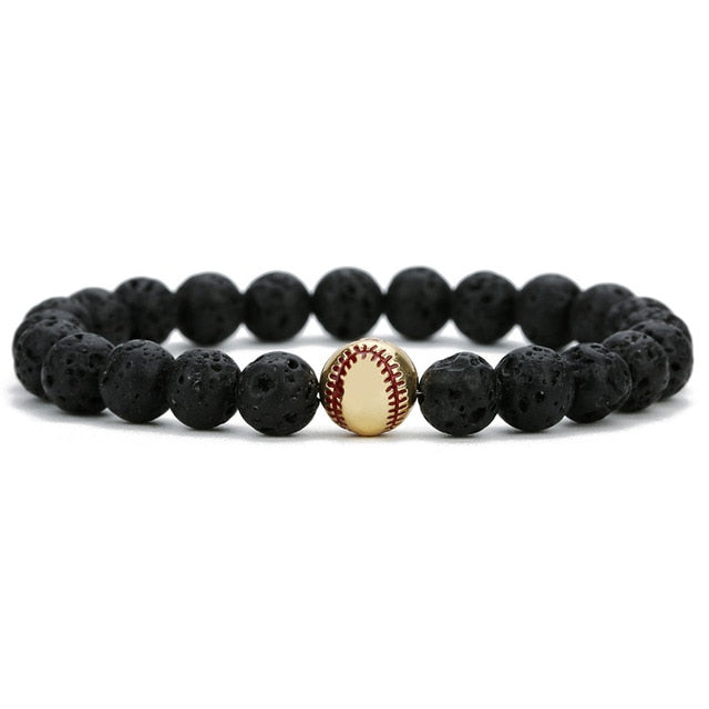 Natural Stone Beads Baseball Bracelet
