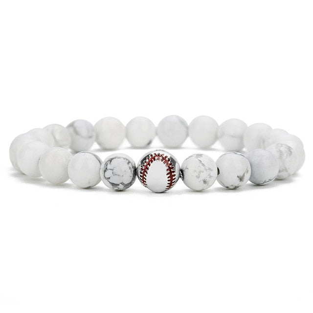 Natural Stone Beads Baseball Bracelet