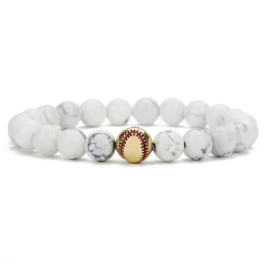 Natural Stone Beads Baseball Bracelet