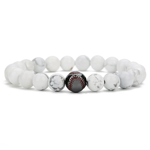 Natural Stone Beads Baseball Bracelet