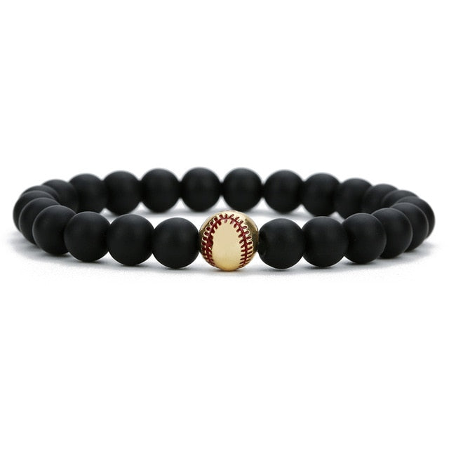 Natural Stone Beads Baseball Bracelet
