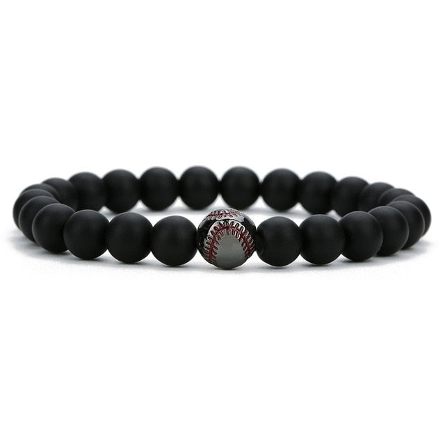 Natural Stone Beads Baseball Bracelet